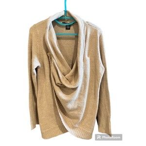 89th & Madison Cardigan Sweater Size Large Beige Tan Cross Wrap Style